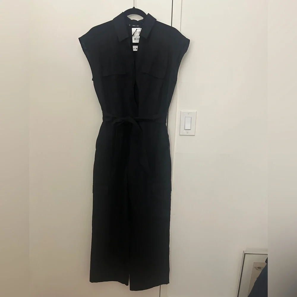 NWT Mango CARGO-STYLE LINEN JUMPSUIT size small
